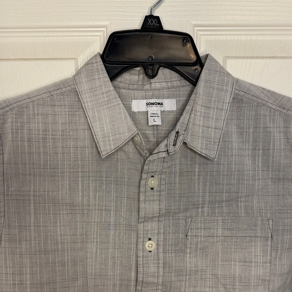 NWOT Sonoma Kids Gray Plaid Button Down Shirt